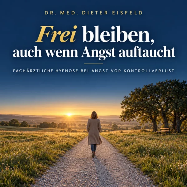 Frau auf einem breiten Weg in weiter Morgenlandschaft – Cover der Audio-Hypnose bei Angst vor Kontrollverlust