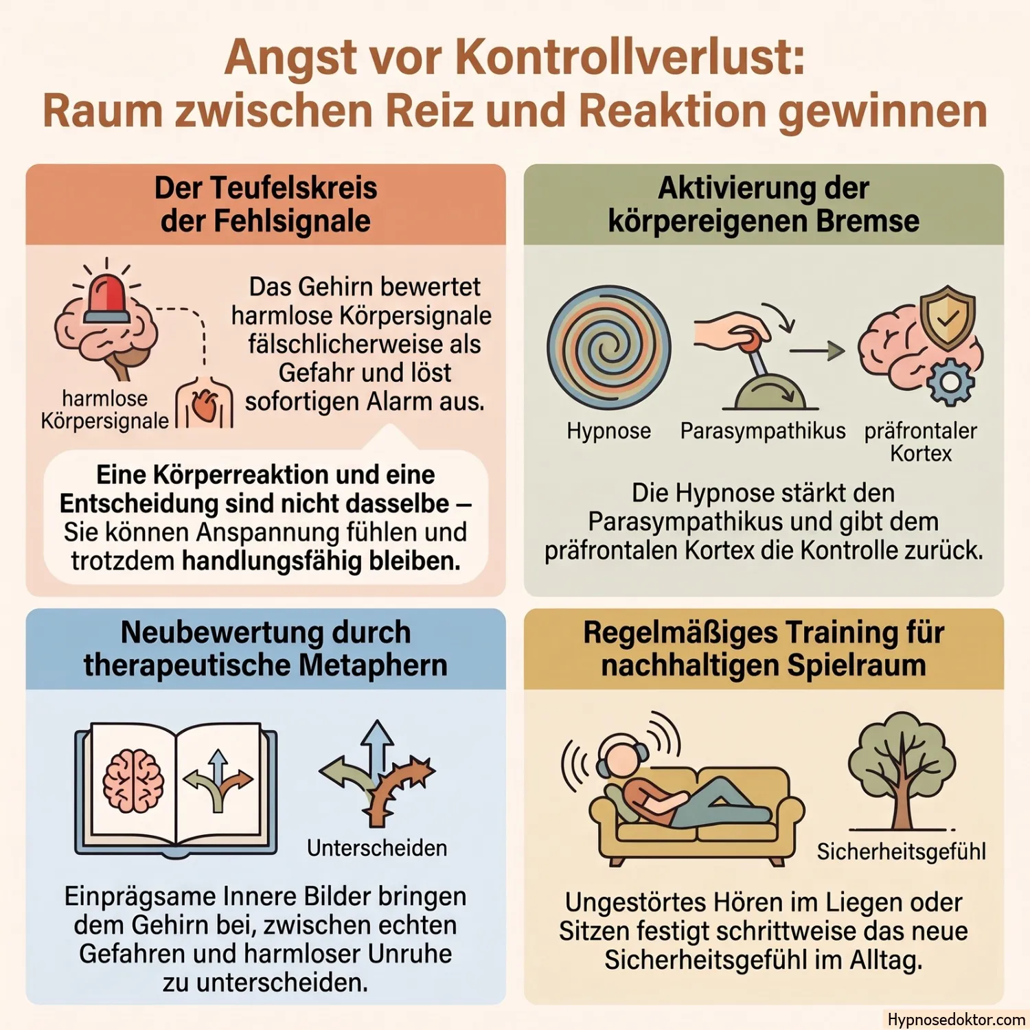 Infografik: Teufelskreis der Fehlsignale und körpereigene Bremse bei Angst vor Kontrollverlust